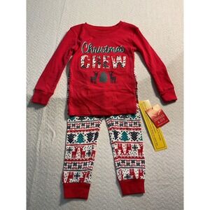 Jingles & Joy‎ Christmas Crew Pajama Set Holiday Red Fair Isle 18M NWT